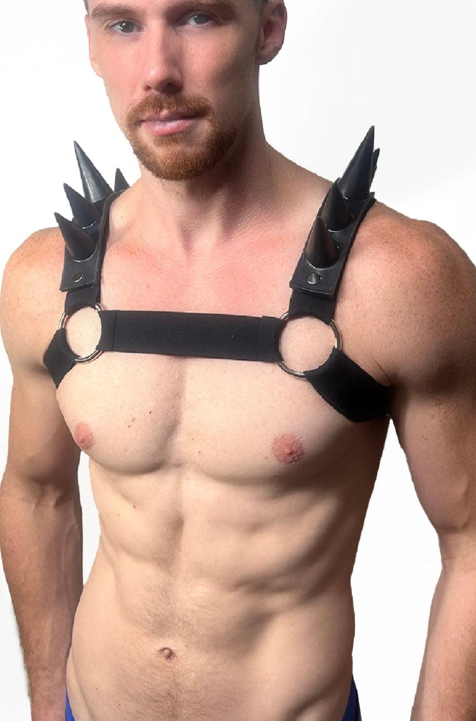 SPIKED BULLDOG HARNESS | BLACK