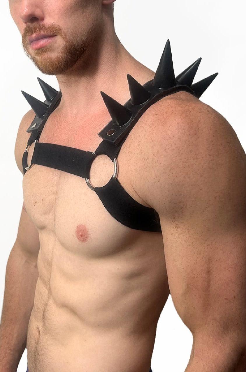 SPIKED BULLDOG HARNESS | BLACK