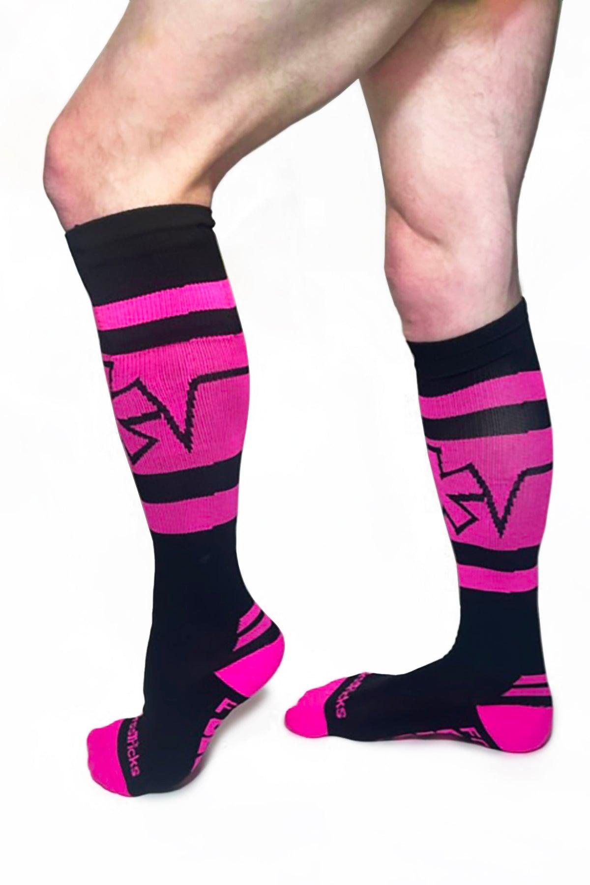KNEE HIGH SOCKS | Hidden Pockets | NEON PINK