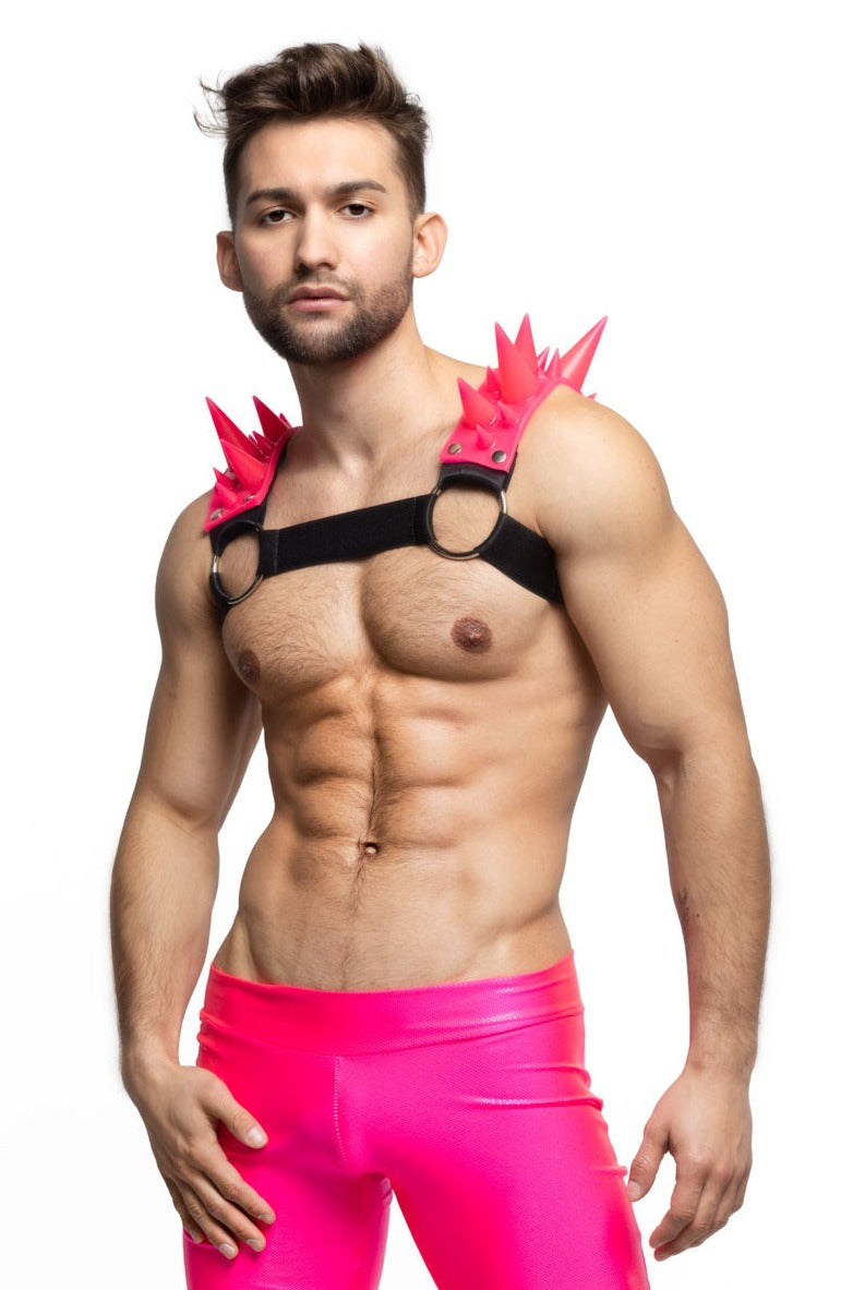 Blades Spiked Harness | Neon Pink