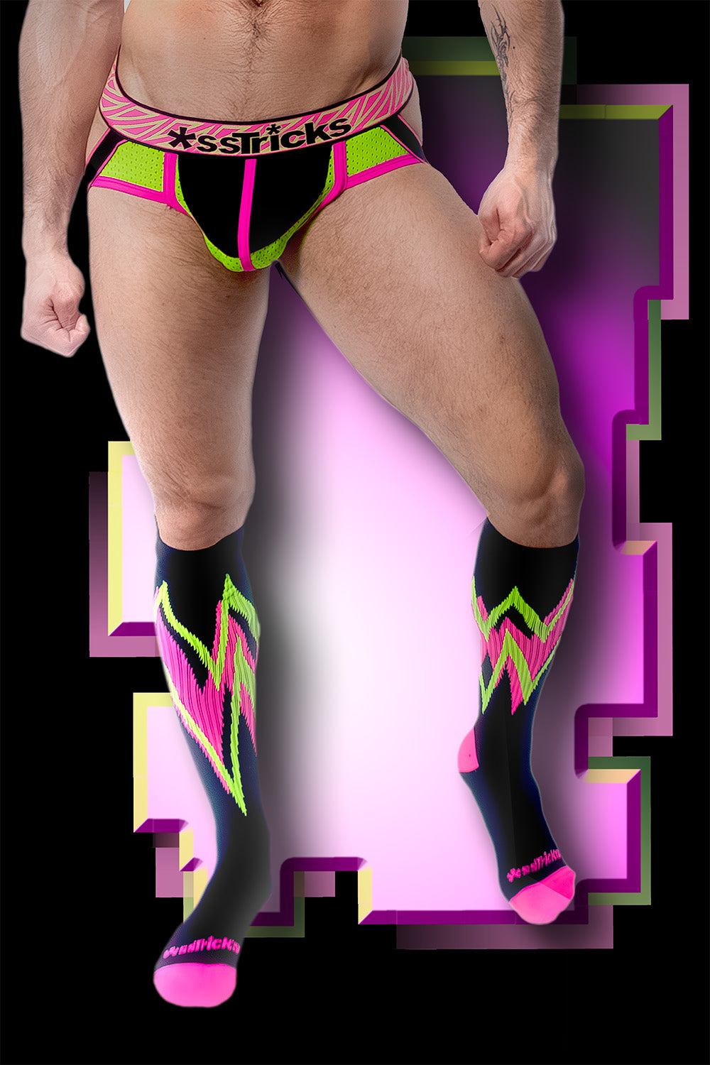 Prismatik Socks | Black/Pink/Green