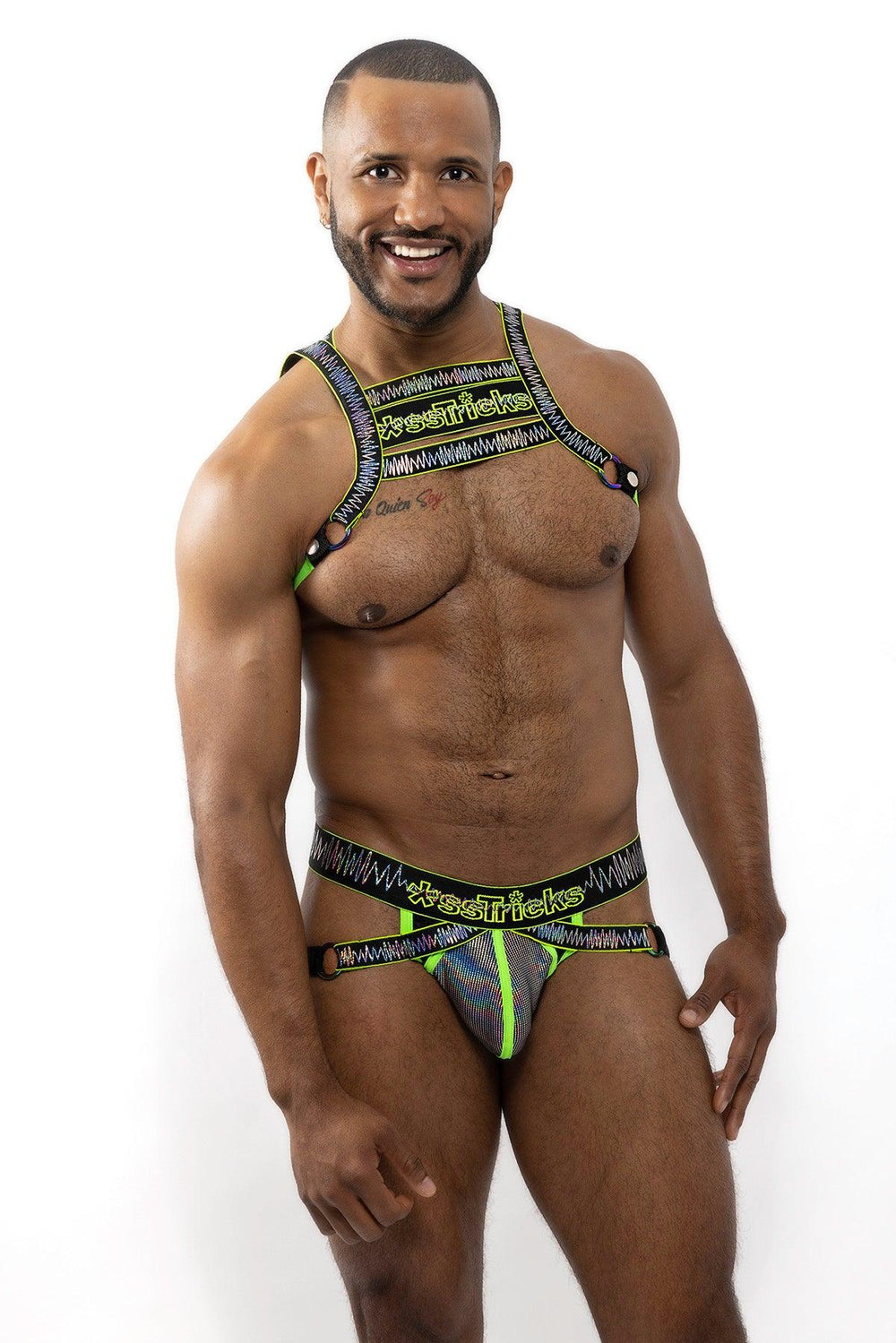 neon green holographic gay circuit party rave jockstrap underwear