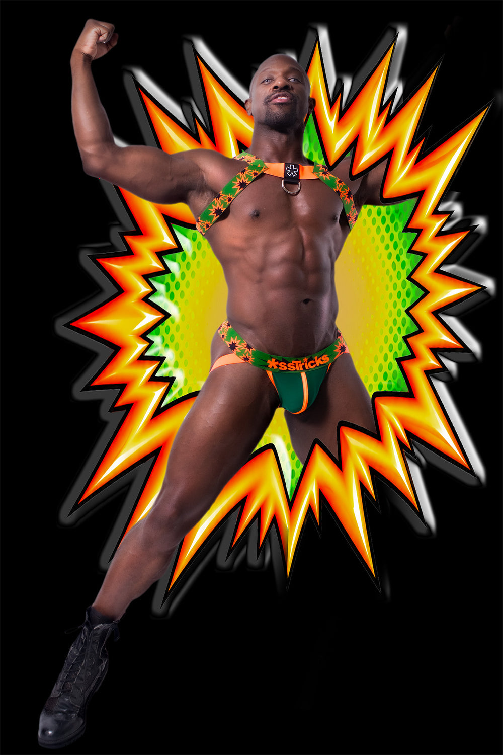 Kaboom Jock | GREEN/NEON ORANGE