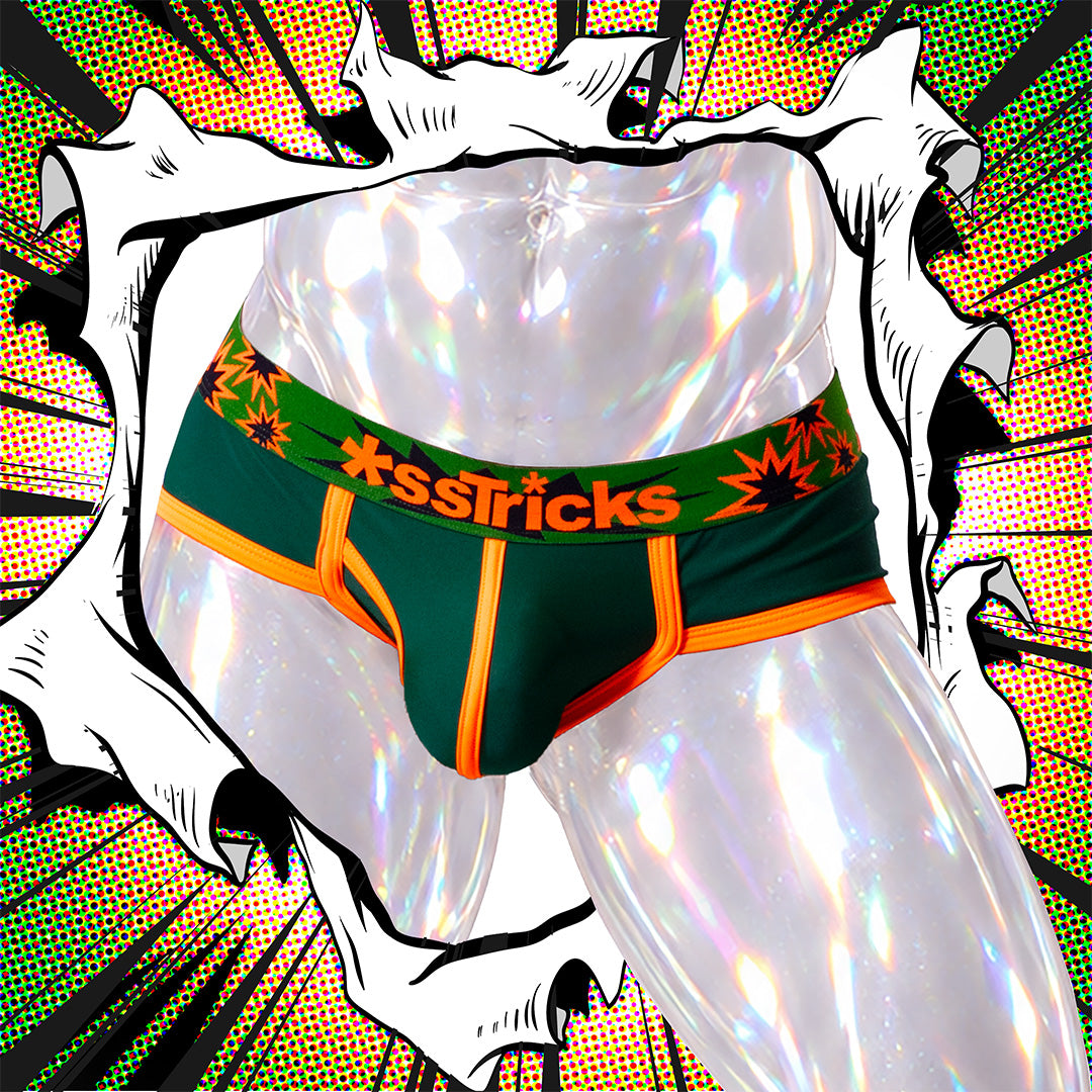 Kaboom Brief | GREEN/NEON ORANGE