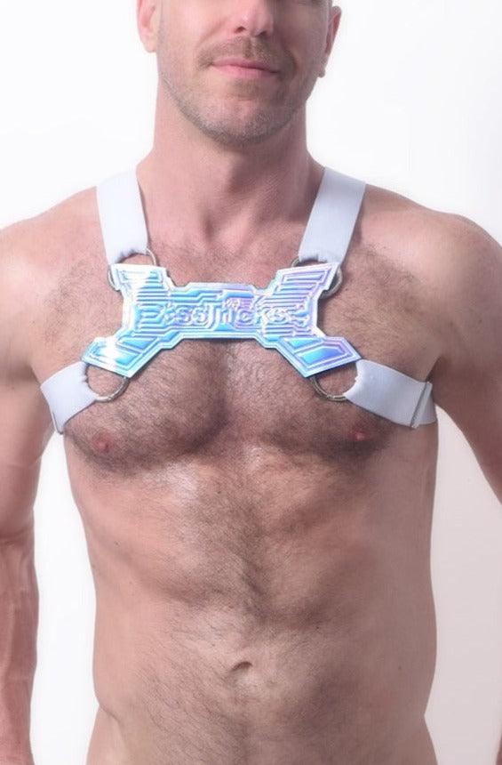 futuristic white circuit party rave festival harness