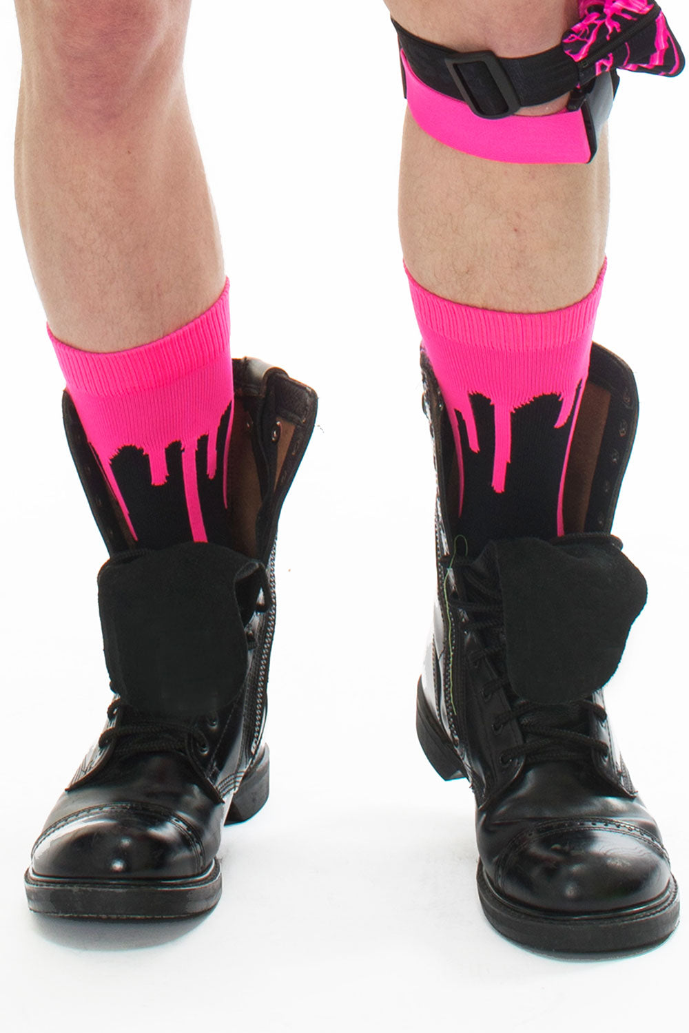 Drip Socks | Neon Pink/Black