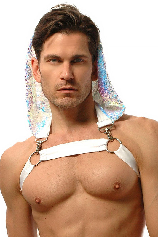 WhoreNess I Sequin Hood Harness I VIVID WHITE