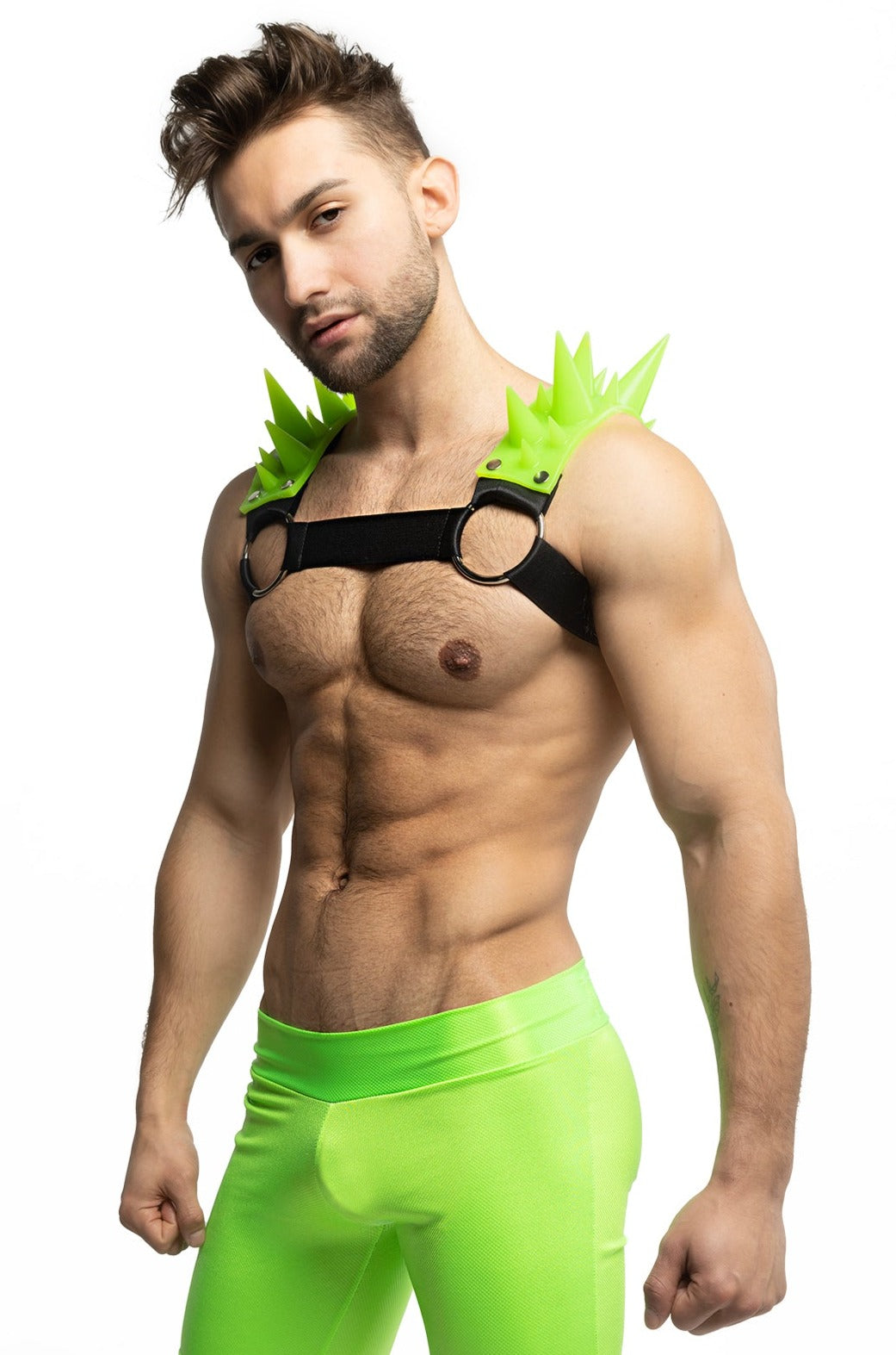 Blades Spiked Harness | Neon Green | Made To Order