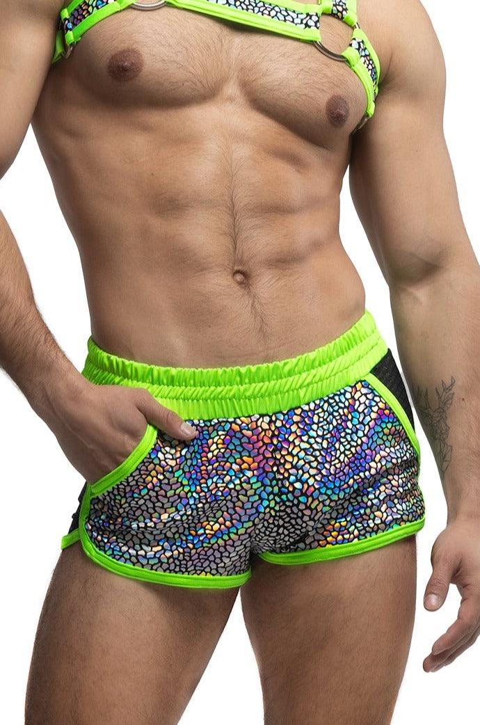 Holographic Dragon Shorts | Neon Green