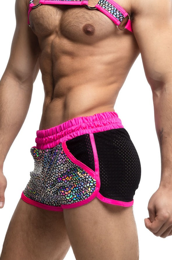 Holographic Dragon Shorts | Neon Pink