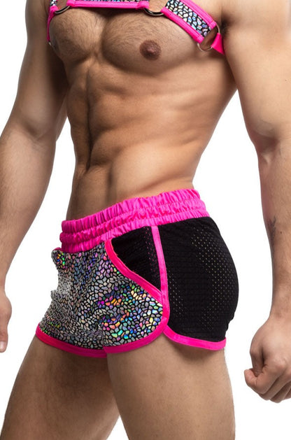Holographic Dragon Shorts | Neon Pink