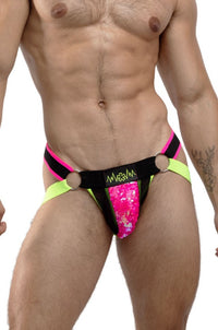 black and neon sparkling sequin gay glitter circuit party jockstrap